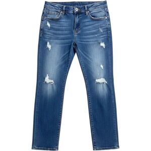 Kancan Distressed Skinny Jeans Blue Side Zip Sharkbite Hem KC6220D Size 15 31 K3
